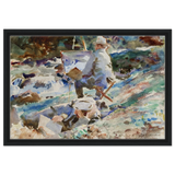 An Artist at His Easel (1914) by John Singer Sargent | Wall art Print | Vintage Collection - Framed Canvas - 40x60 cm / 16x24″ - Black frame