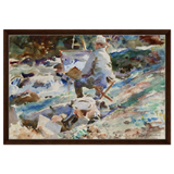 An Artist at His Easel (1914) by John Singer Sargent | Wall art Print | Vintage Collection - Framed Canvas - 50x75 cm / 20x30″ - Dark wood frame