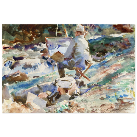 An Artist at His Easel (1914) by John Singer Sargent | Wall art Print | Vintage Collection - Fine Art Poster - 30x45 cm / 12x18″ - 
