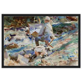 An Artist at His Easel (1914) by John Singer Sargent | Wall art Print | Vintage Collection - Framed Canvas - 60x90 cm / 24x36″ - Black frame