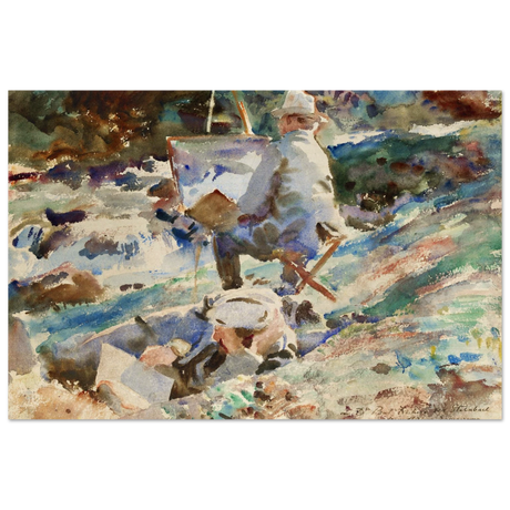 An Artist at His Easel (1914) by John Singer Sargent | Wall art Print | Vintage Collection - Wood Prints - 30x45 cm / 12x18″ - 
