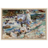 An Artist at His Easel (1914) by John Singer Sargent | Wall art Print | Vintage Collection - Framed Canvas - 50x75 cm / 20x30″ - Wood frame