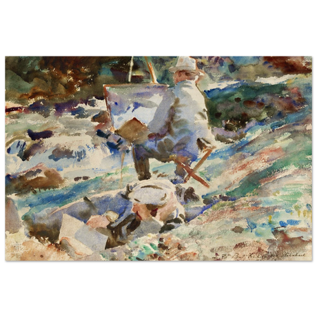 An Artist at His Easel (1914) by John Singer Sargent | Wall art Print | Vintage Collection - Wood Prints - 20x30 cm / 8x12″ - 