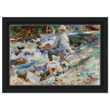 An Artist at His Easel (1914) by John Singer Sargent | Wall art Print | Vintage Collection - Framed Canvas - 20x30 cm / 8x12″ - Black frame