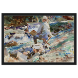 An Artist at His Easel (1914) by John Singer Sargent | Wall art Print | Vintage Collection - Framed Canvas - 50x75 cm / 20x30″ - Black frame