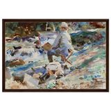 An Artist at His Easel (1914) by John Singer Sargent | Wall art Print | Vintage Collection - Framed Canvas - 60x90 cm / 24x36″ - Dark wood frame