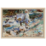 An Artist at His Easel (1914) by John Singer Sargent | Wall art Print | Vintage Collection - Framed Canvas - 40x60 cm / 16x24″ - Wood frame