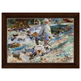 An Artist at His Easel (1914) by John Singer Sargent | Wall art Print | Vintage Collection - Framed Canvas - 20x30 cm / 8x12″ - Dark wood frame