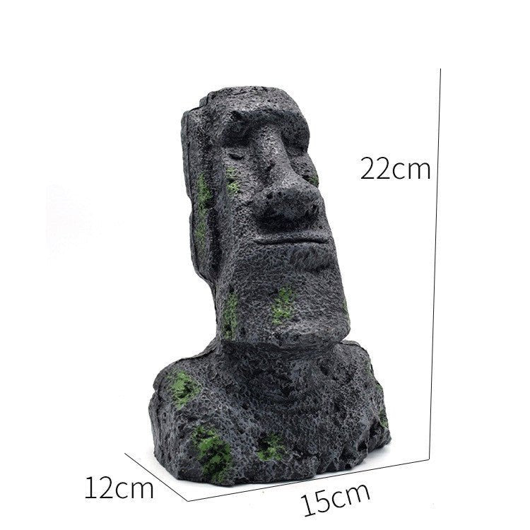 Ancient Stone Moai Head Sculpture – Resin Statue for Home & Garden Decor - Large Moai Head - Black - 