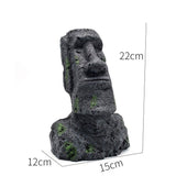 Ancient Stone Moai Head Sculpture – Resin Statue for Home & Garden Decor - Large Moai Head - Black - 