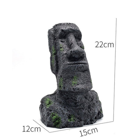 Ancient Stone Moai Head Sculpture – Resin Statue for Home & Garden Decor - Large Moai Head - Black - 