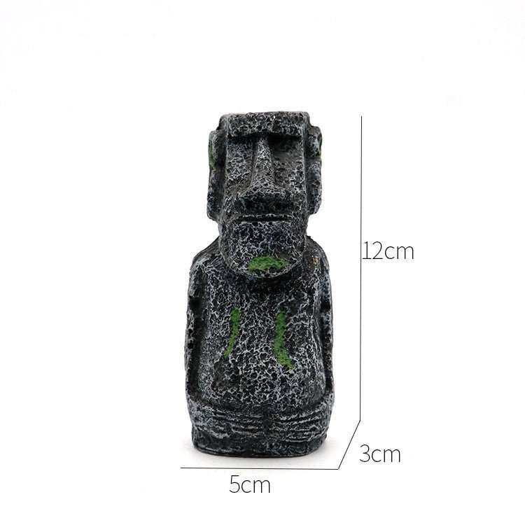 Ancient Stone Moai Head Sculpture – Resin Statue for Home & Garden Decor - Small Moai Head - Black - 