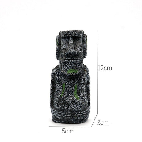 Ancient Stone Moai Head Sculpture – Resin Statue for Home & Garden Decor - Small Moai Head - Black - 