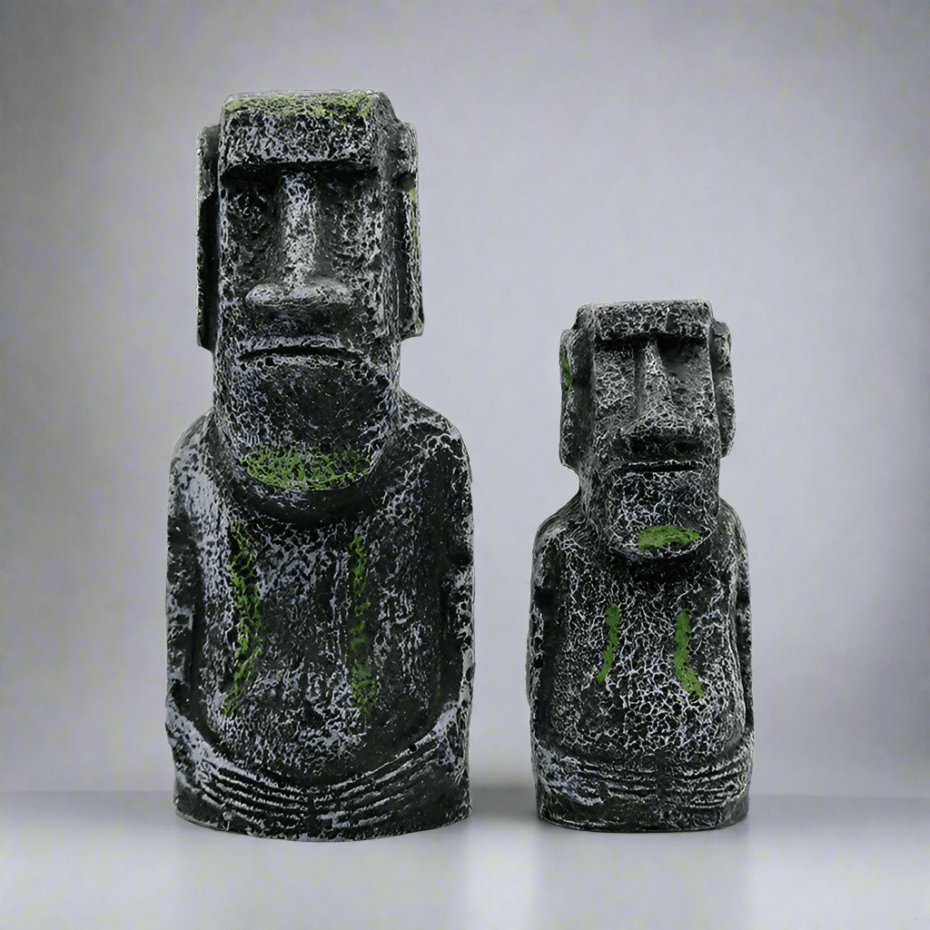 Ancient Stone Moai Head Sculpture – Resin Statue for Home & Garden Decor - Large Moai Head - Black - 