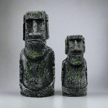Ancient Stone Moai Head Sculpture – Resin Statue for Home & Garden Decor - Large Moai Head - Black - 