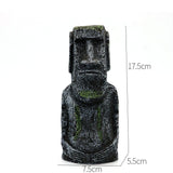 Ancient Stone Moai Head Sculpture – Resin Statue for Home & Garden Decor - Medium Moai Head - Black - 