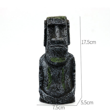 Ancient Stone Moai Head Sculpture – Resin Statue for Home & Garden Decor - Medium Moai Head - Black - 