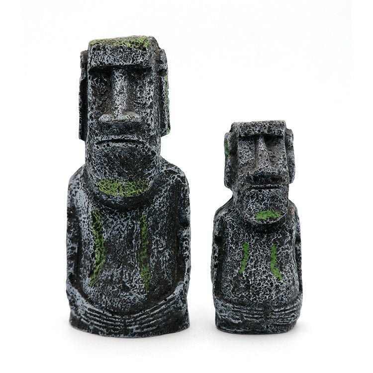Ancient Stone Moai Head Sculpture – Resin Statue for Home & Garden Decor - Large Moai Head - Black - 