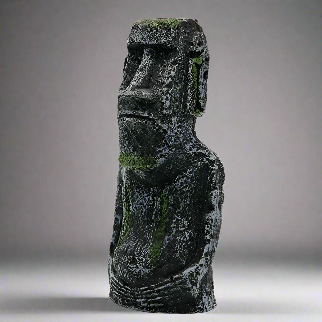 Ancient Stone Moai Head Sculpture – Resin Statue for Home & Garden Decor - Large Moai Head - Black - 