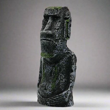 Ancient Stone Moai Head Sculpture – Resin Statue for Home & Garden Decor - Large Moai Head - Black - 
