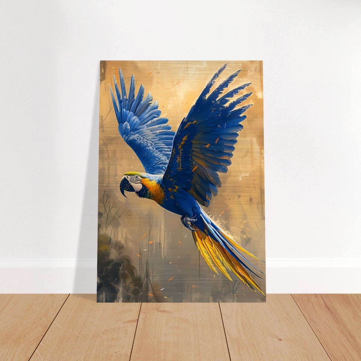 Animal Kingdom Wall art print collection | Blue and Gold Macaw | Contemporary animal art print - Brushed Aluminum Print - 70x100 cm / 28x40″ - 
