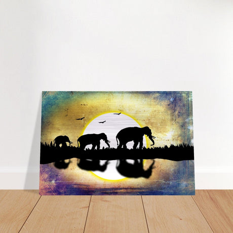 Animal Kingdom Wall art print collection | Elephants - Brushed Aluminum Print - 30x45 cm / 12x18″ - 