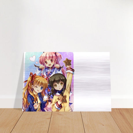 Anime Trio Bliss | Angel Beats! | wall art print - 30x45 cm / 12x18″ - Brushed Aluminum Print - 
