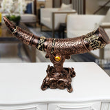 Antique Horn - Shaped Resin Sculpture – Ornamental Ivory - Style Home Décor - Bronze - 