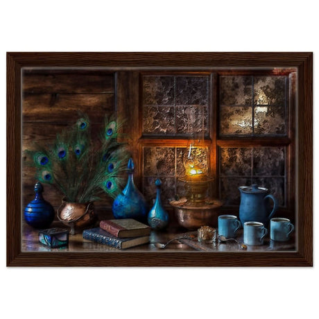 Antique Reflections | Classical Realism | Vintage Wall art print - Framed Canvas - 30x45 cm / 12x18″ - Dark wood frame