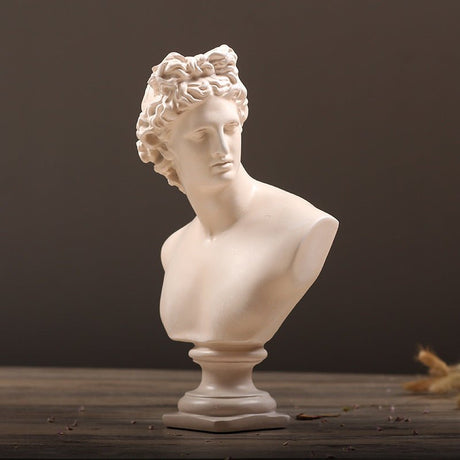 Apollo & Athena Resin Bust Sculptures – Classic Home Décor - Apollo Bust Sculpture - 