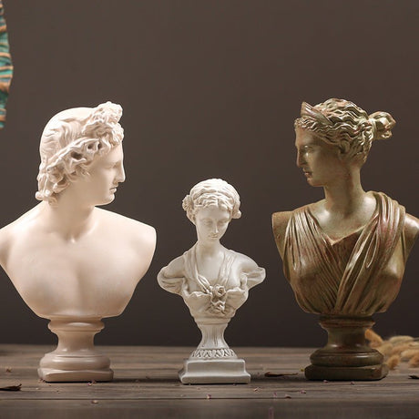 Apollo & Athena Resin Bust Sculptures – Classic Home Décor - Apollo Bust Sculpture - 