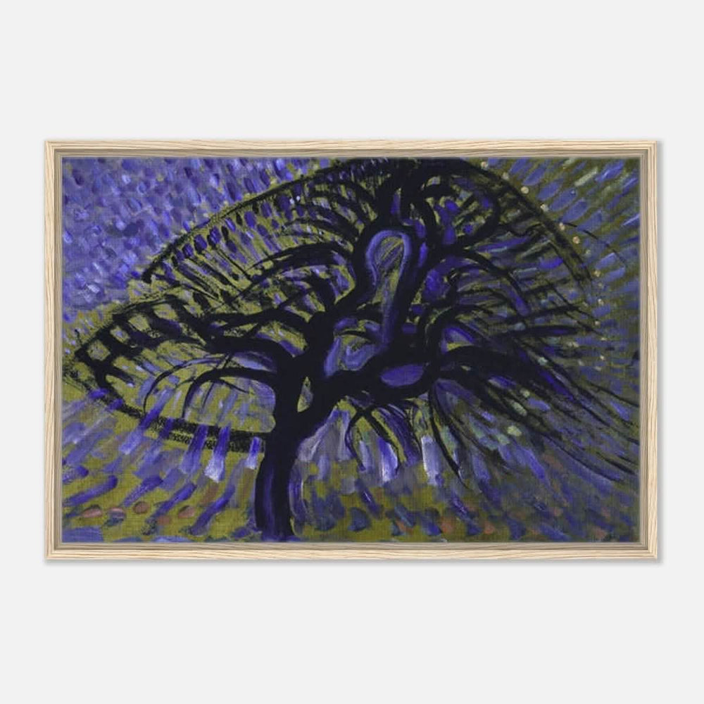 Apple Tree, Pointillist Version (1908–1909) by Piet Mondrian | Vintage wall art print - Framed Canvas - 60x90 cm / 24x36″ - Wood frame