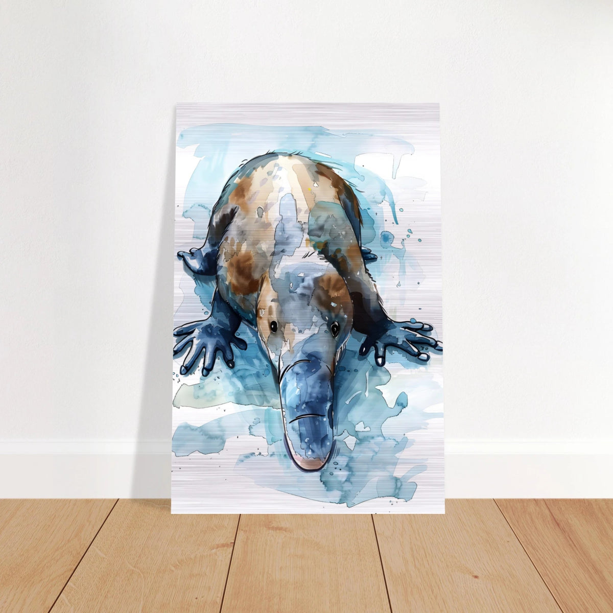Aqua Explorer | Platypus | Modern watercolor - inspired animal art - 40x60 cm / 16x24″ - Brushed Aluminum Print - 