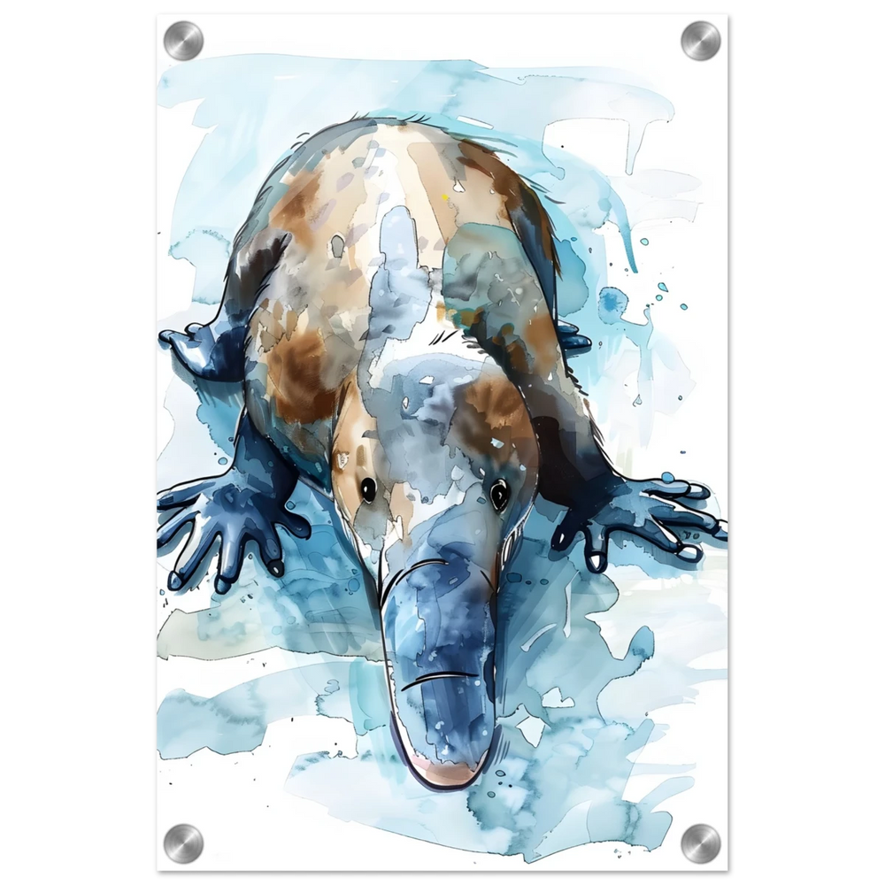 Aqua Explorer | Platypus | Modern watercolor - inspired animal art - 30x45 cm / 12x18″ - Acrylic Print - 