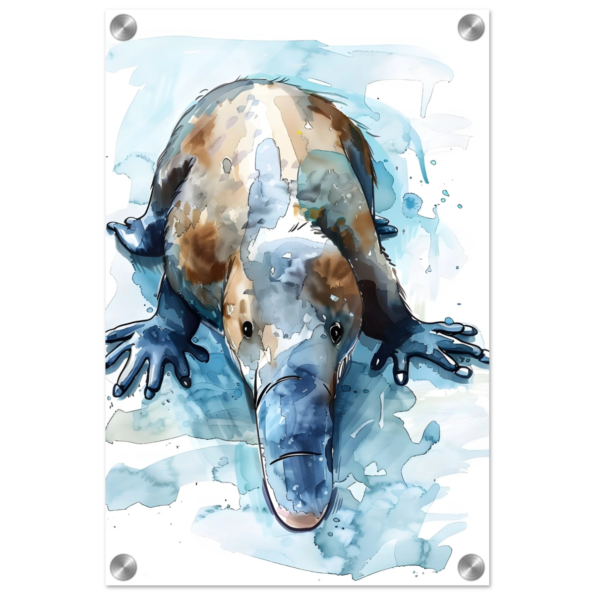 Aqua Explorer | Platypus | Modern watercolor - inspired animal art - 30x45 cm / 12x18″ - Acrylic Print - 