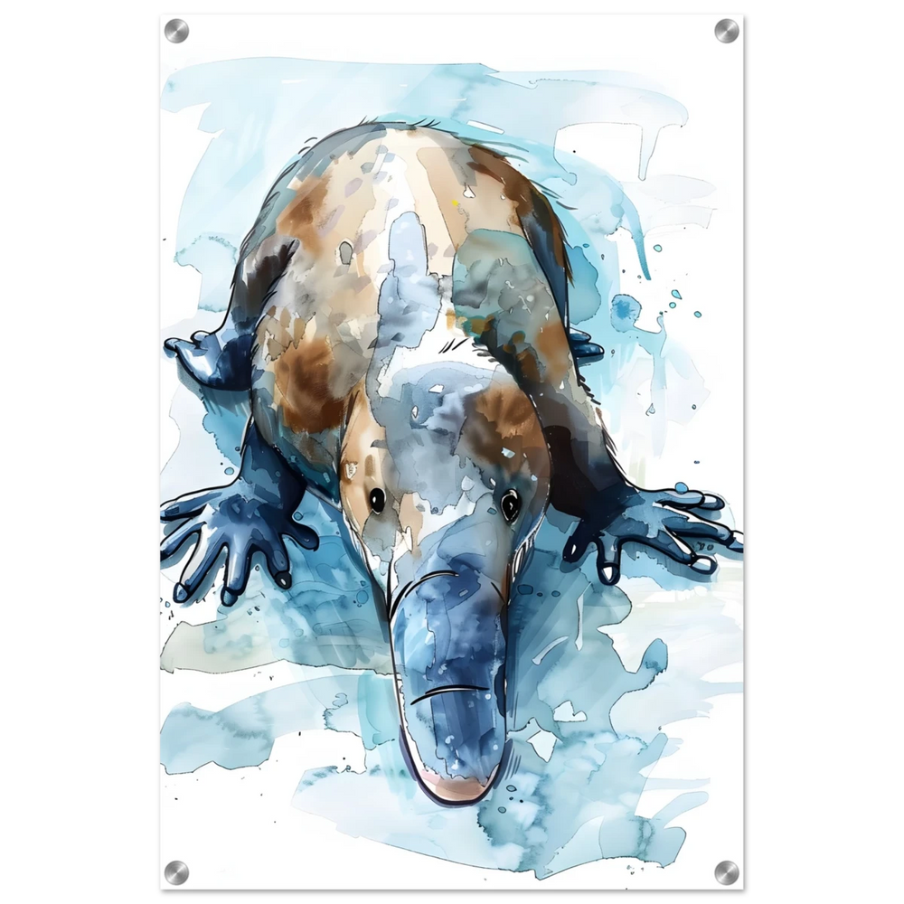 Aqua Explorer | Platypus | Modern watercolor - inspired animal art - 50x75 cm / 20x30″ - Acrylic Print - 