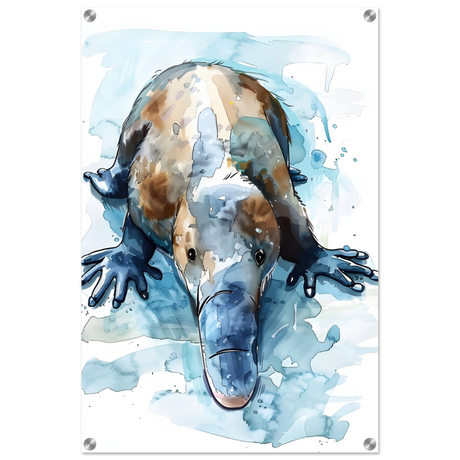 Aqua Explorer | Platypus | Modern watercolor - inspired animal art - 50x75 cm / 20x30″ - Acrylic Print - 
