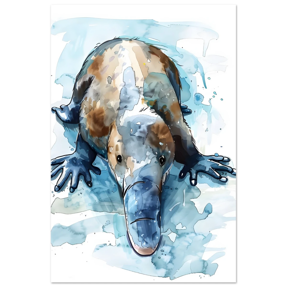 Aqua Explorer | Platypus | Modern watercolor - inspired animal art - 30x45 cm / 12x18″ - Aluminum Print - 