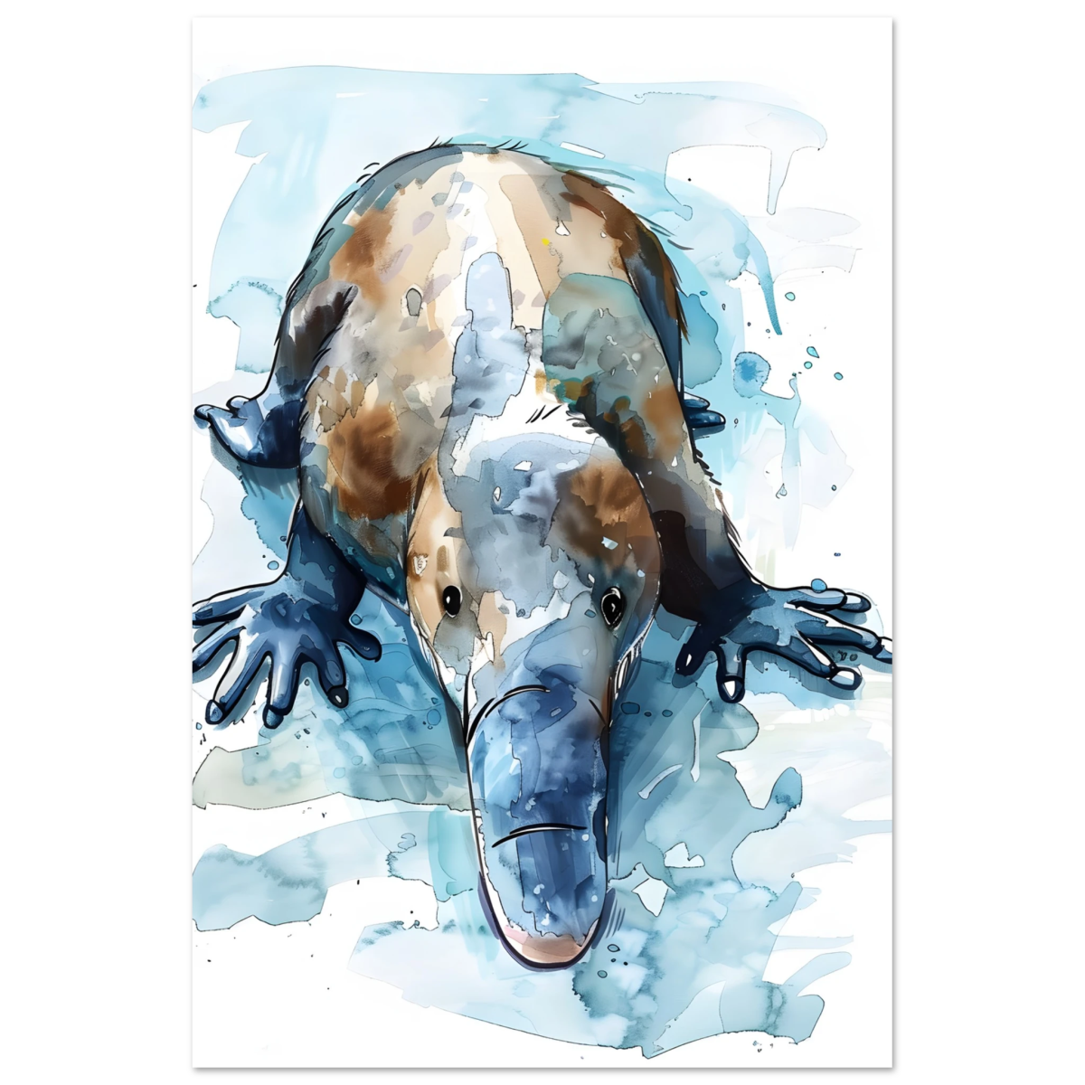 Aqua Explorer | Platypus | Modern watercolor - inspired animal art - 30x45 cm / 12x18″ - Aluminum Print - 
