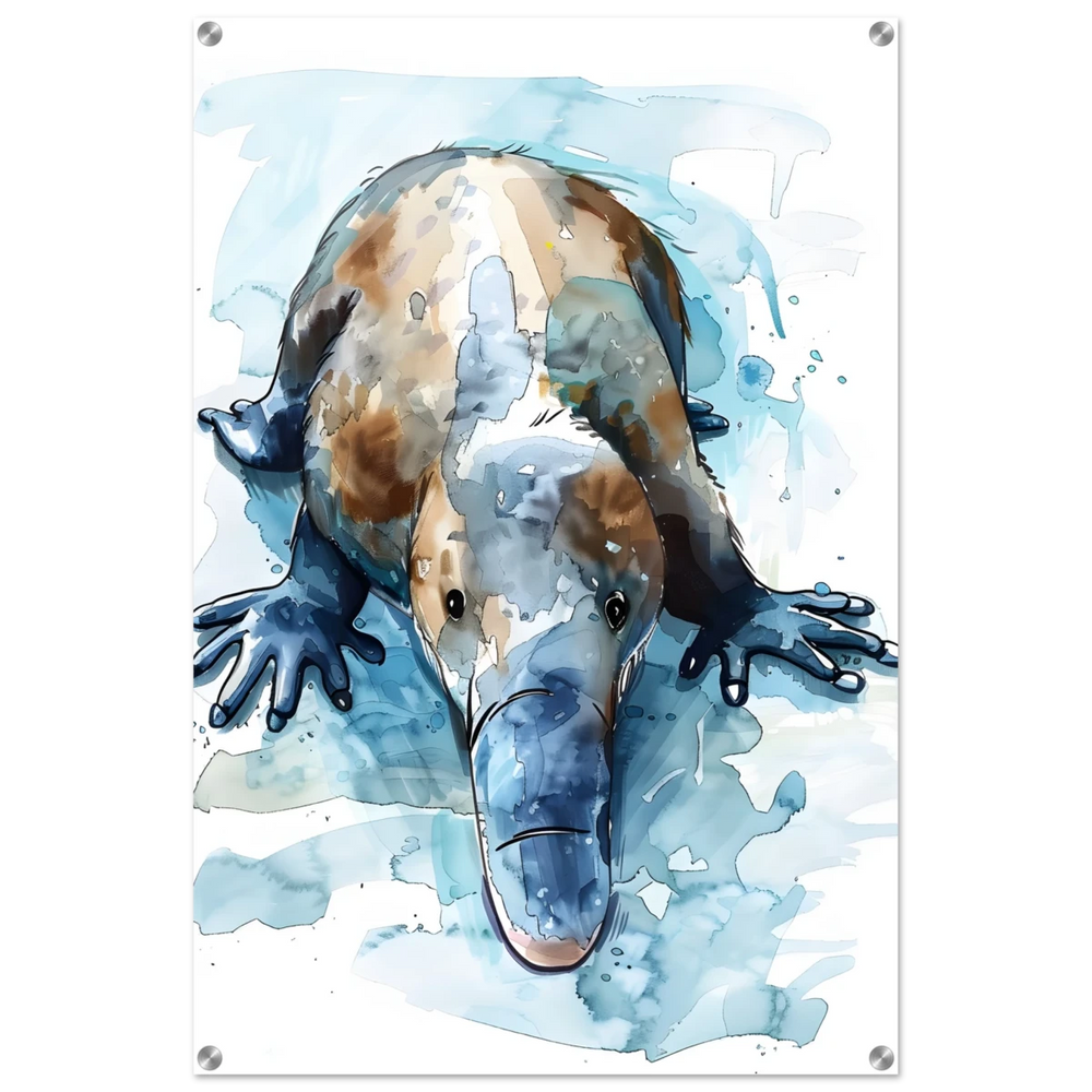 Aqua Explorer | Platypus | Modern watercolor - inspired animal art - 60x90 cm / 24x36″ - Acrylic Print - 