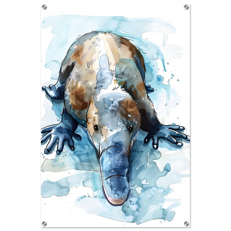 Aqua Explorer | Platypus | Modern watercolor - inspired animal art - 60x90 cm / 24x36″ - Acrylic Print - 