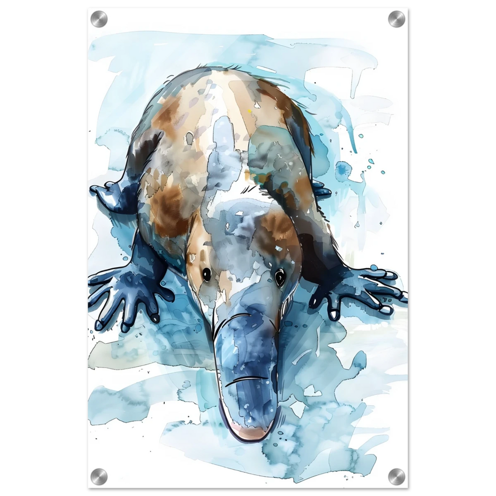 Aqua Explorer | Platypus | Modern watercolor - inspired animal art - 40x60 cm / 16x24″ - Acrylic Print - 