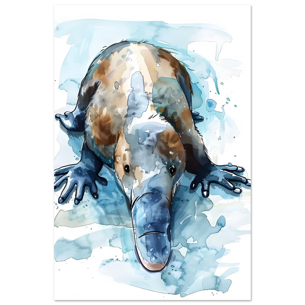 Aqua Explorer | Platypus | Modern watercolor - inspired animal art - 40x60 cm / 16x24″ - Aluminum Print - 
