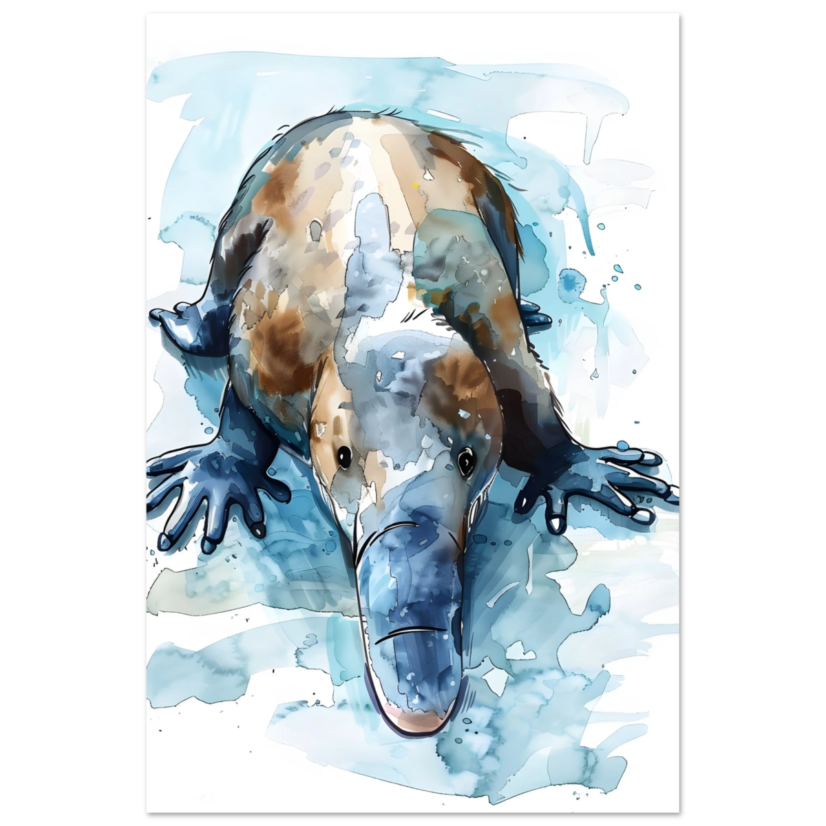 Aqua Explorer | Platypus | Modern watercolor - inspired animal art - 40x60 cm / 16x24″ - Aluminum Print - 
