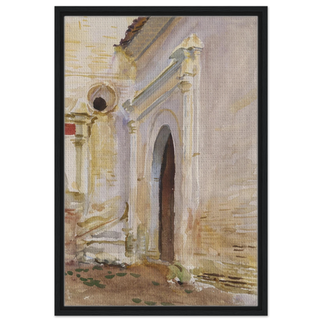 "Arched Doorway" by John Singer Sargent – Architectural Fine Art Print - Framed Canvas - 50x75 cm / 20x30″ - Black frame