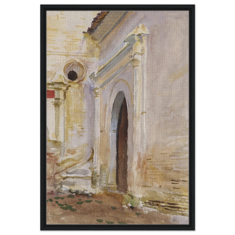 "Arched Doorway" by John Singer Sargent – Architectural Fine Art Print - Framed Canvas - 60x90 cm / 24x36″ - Black frame