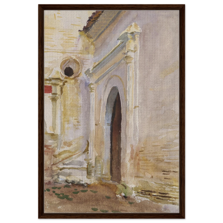 "Arched Doorway" by John Singer Sargent – Architectural Fine Art Print - Framed Canvas - 60x90 cm / 24x36″ - Dark wood frame