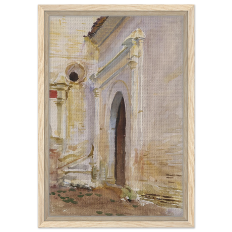"Arched Doorway" by John Singer Sargent – Architectural Fine Art Print - Framed Canvas - 30x45 cm / 12x18″ - Wood frame