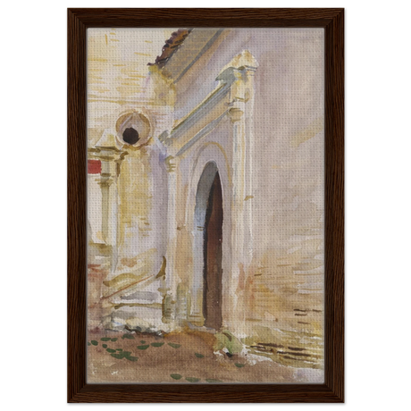"Arched Doorway" by John Singer Sargent – Architectural Fine Art Print - Framed Canvas - 30x45 cm / 12x18″ - Dark wood frame