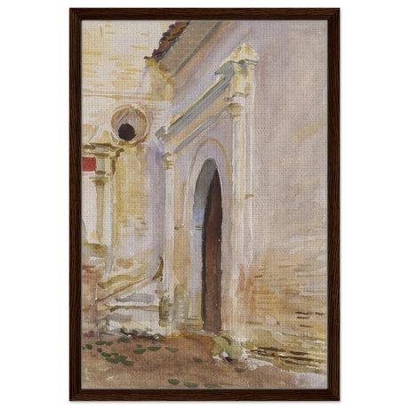 "Arched Doorway" by John Singer Sargent – Architectural Fine Art Print - Framed Canvas - 50x75 cm / 20x30″ - Dark wood frame